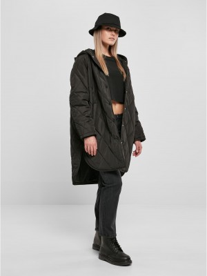 Дамско дълго яке с качулка в черен цвят Urban Classics Hooded Coat Дамско дълго яке с качулка в черен цвят Urban Classics Hooded Coat