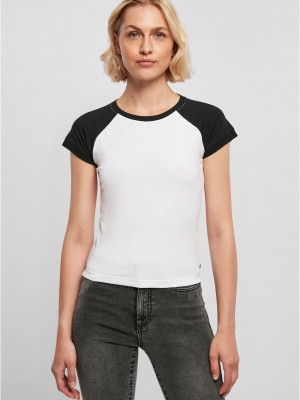 Дамска тениска в бяло с цветни ръкави Urban Classics white/black