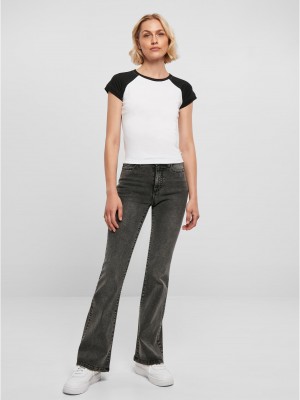 Дамска тениска в бяло с цветни ръкави Urban Classics white/black