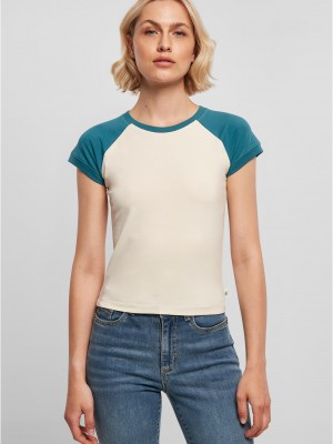 Дамска тениска в цвят екрю с цветни ръкави Urban Classics whitesand/jasper