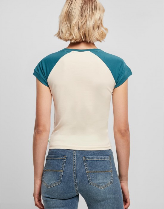 Дамска тениска в цвят екрю с цветни ръкави Urban Classics whitesand/jasper, Urban Classics, Тениски - Complex.bg