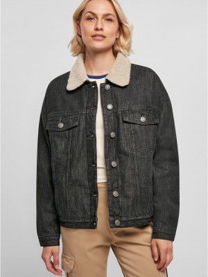 Дамско дънково яке с пухкава яка в черно Ladies Denim Jacket Дамско дънково яке с пухкава яка в черно Ladies Denim Jacket