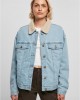 Дамско дънково яке с пухкава яка в светлосиньо Ladies Denim Jacket, Urban Classics, Якета - Complex.bg