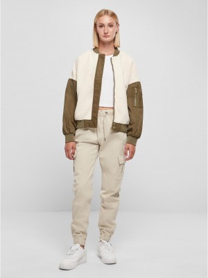 Дамско яке тип бомбър в цвят екрю Urban Classics Mixed Bomber Jacket Дамско яке тип бомбър в цвят екрю Urban Classics Mixed Bomber Jacket