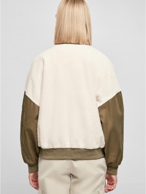 Дамско яке тип бомбър в цвят екрю Urban Classics Mixed Bomber Jacket Дамско яке тип бомбър в цвят екрю Urban Classics Mixed Bomber Jacket