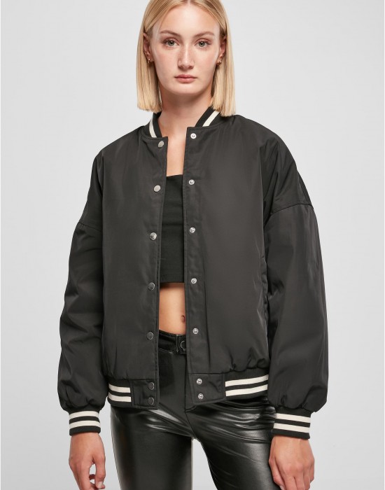 Дамско колежанско яке в черен цвят Urban Classics Ladies College Jacket, Urban Classics, Якета - Complex.bg