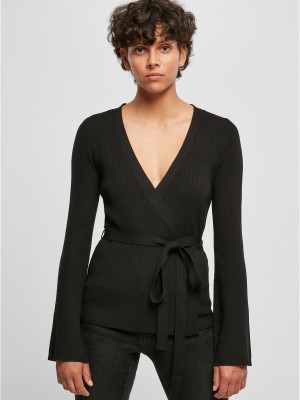 Дамска плетена жилетка в черен цвят Urban Classics Wrapped Cardigan