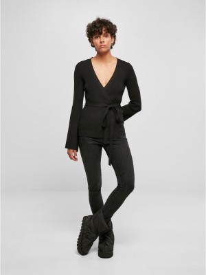 Дамска плетена жилетка в черен цвят Urban Classics Wrapped Cardigan