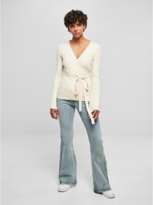 Дамска плетена жилетка в цвят екрю Urban Classics Wrapped Cardigan