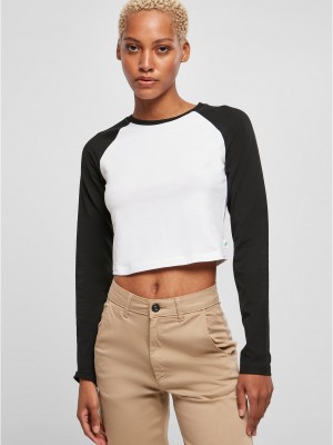 Дамска къса блуза с дълъг ръкав в бяло и черно Urban Classics white/black Дамска къса блуза с дълъг ръкав в бяло и черно Urban Classics white/black
