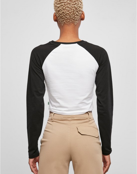 Дамска къса блуза с дълъг ръкав в бяло и черно Urban Classics white/black, Urban Classics, Блузи - Complex.bg