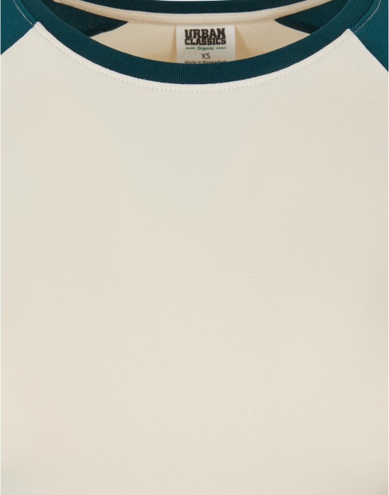 Дамска къса блуза с дълъг ръкав в бял и тюркоазен цвят Urban Classics whitesand/jasper, Urban Classics, Блузи - Complex.bg