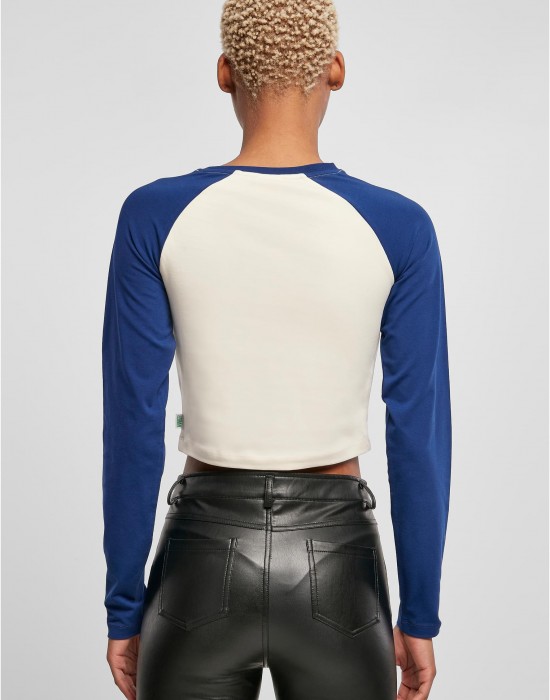 Дамска къса блуза с дълъг ръкав в синьо и бяло Urban Classics whitesand/spaceblue, Urban Classics, Блузи - Complex.bg