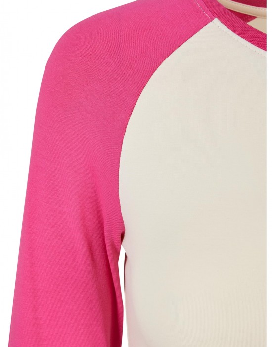 Дамска къса блуза с дълъг ръкав в розово и бяло Urban Classics whitesand/hibiskus pink, Urban Classics, Блузи - Complex.bg