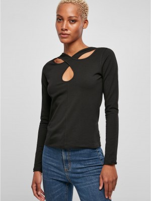 Дамска блуза в черен цвят Urban Classics Crossed Cut Out Дамска блуза в черен цвят Urban Classics Crossed Cut Out