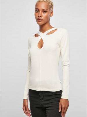 Дамска блуза в цвят екрю Urban Classics Crossed Cut Out Дамска блуза в цвят екрю Urban Classics Crossed Cut Out