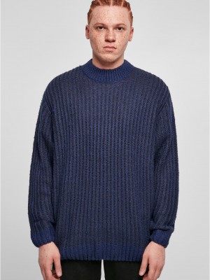 Мъжки плетен пуловер в тъмносин цвят Urban Classics Two Tone Sweater Мъжки плетен пуловер в тъмносин цвят Urban Classics Two Tone Sweater