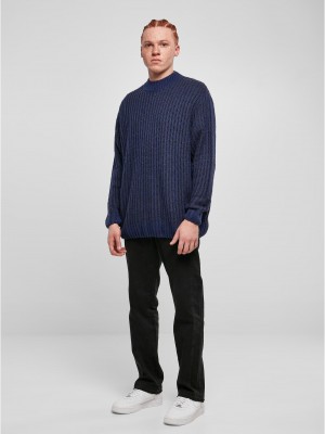 Мъжки плетен пуловер в тъмносин цвят Urban Classics Two Tone Sweater Мъжки плетен пуловер в тъмносин цвят Urban Classics Two Tone Sweater