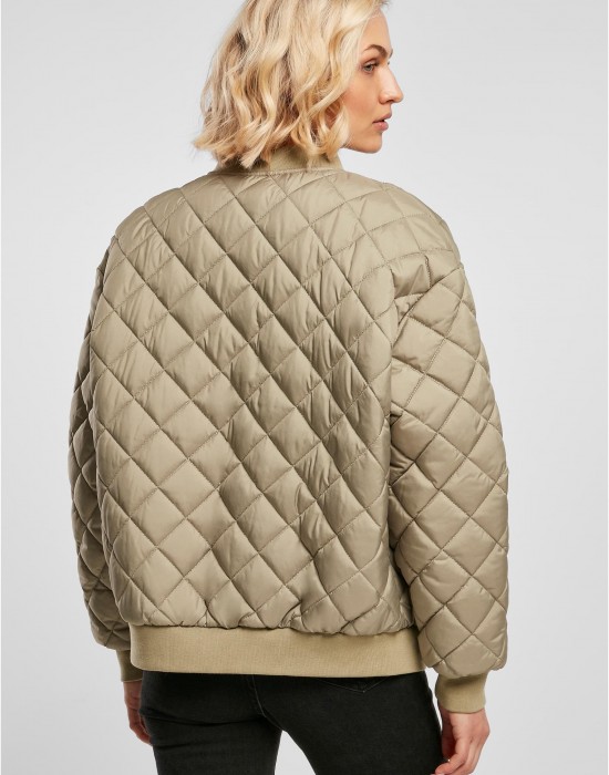 Дамско яке тип бомбър в цвят каки Urban Classics Diamond Quilted Jacket, Urban Classics, Якета - Complex.bg