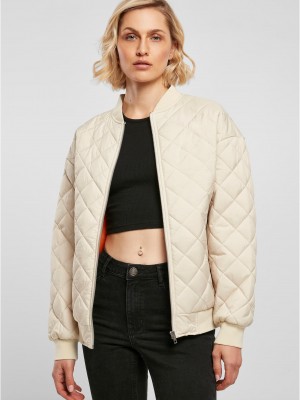 Дамско яке тип бомбър в цвят екрю Urban Classics Diamond Quilted Jacket Дамско яке тип бомбър в цвят екрю Urban Classics Diamond Quilted Jacket
