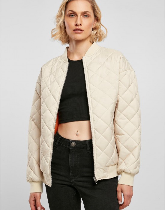 Дамско яке тип бомбър в цвят екрю Urban Classics Diamond Quilted Jacket, Urban Classics, Якета - Complex.bg