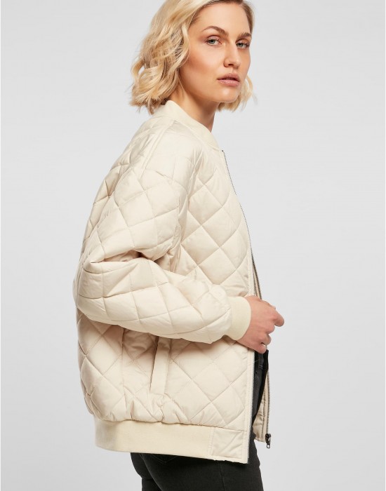 Дамско яке тип бомбър в цвят екрю Urban Classics Diamond Quilted Jacket, Urban Classics, Якета - Complex.bg