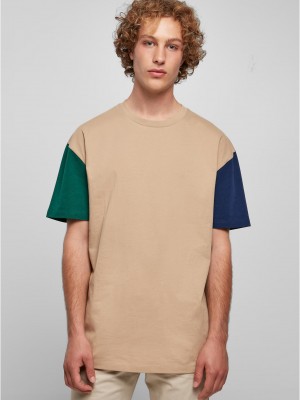 Мъжка тениска в бежов цвят Urban Classics Colorblock Tee Мъжка тениска в бежов цвят Urban Classics Colorblock Tee