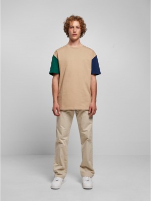 Мъжка тениска в бежов цвят Urban Classics Colorblock Tee Мъжка тениска в бежов цвят Urban Classics Colorblock Tee