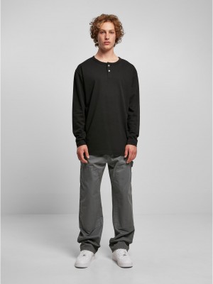 Мъжка блуза с дълги ръкави в черен цвят Urban Classics Henley Мъжка блуза с дълги ръкави в черен цвят Urban Classics Henley
