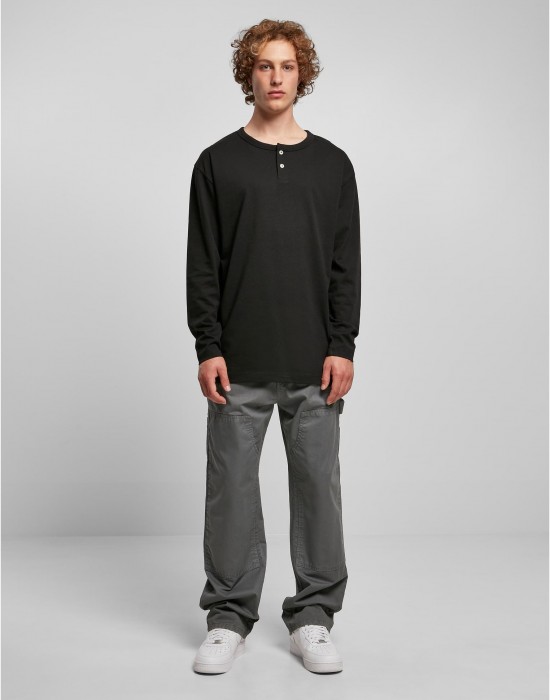 Мъжка блуза с дълги ръкави в черен цвят Urban Classics Henley, Urban Classics, Блузи - Complex.bg
