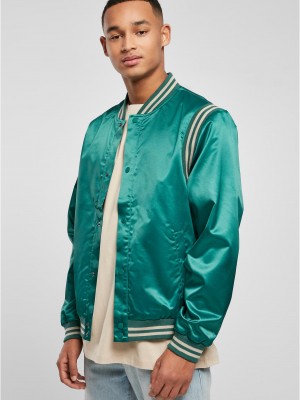 Мъжко колежанско яке в цвят тюркоаз Urban Classics Satin