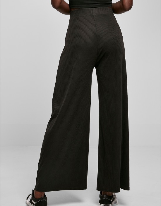 Дамски широк панталон в черен цвят Urban Classics Jersey, Urban Classics, Панталони - Complex.bg