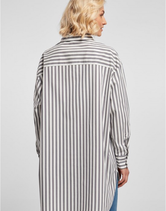Дамска дълга риза в сиво и бяло Urban Classics Ladies Oversized Stripe Shirt, Urban Classics, Жени - Complex.bg