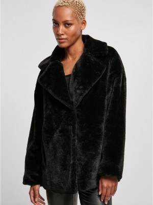 Дамско пухкаво палто в черен цвят Urban Classics Ladies Teddy Дамско пухкаво палто в черен цвят Urban Classics Ladies Teddy