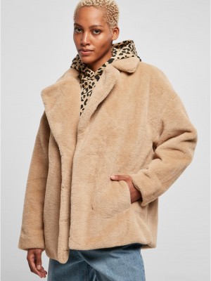 Дамско пухкаво палто в бежов цвят Urban Classics Ladies Teddy Дамско пухкаво палто в бежов цвят Urban Classics Ladies Teddy