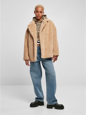 Дамско пухкаво палто в бежов цвят Urban Classics Ladies Teddy Дамско пухкаво палто в бежов цвят Urban Classics Ladies Teddy