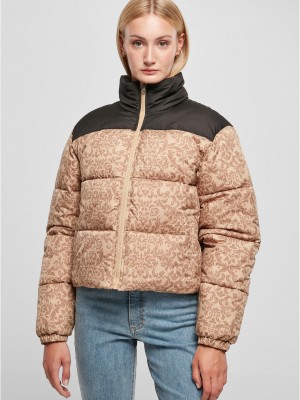 Дамско яке с широка кройка в бежов цвят Urban Classics Ladies AOP Jacket