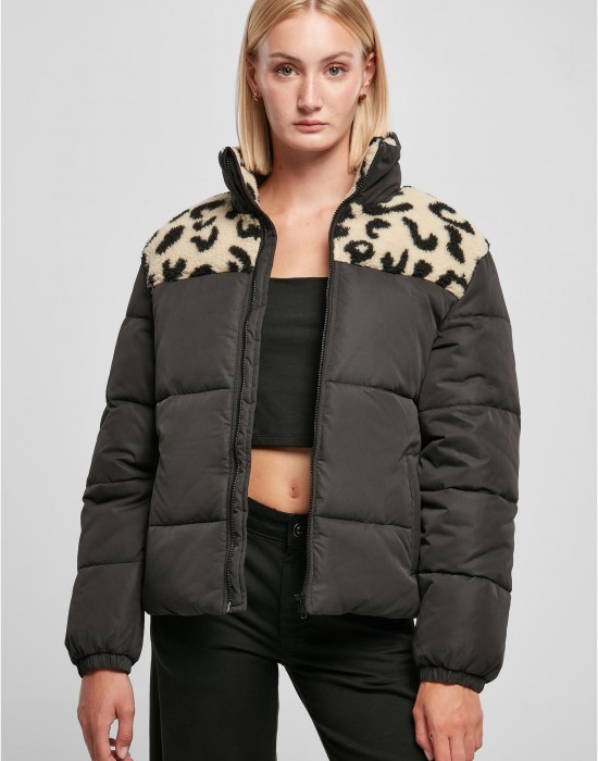 Дамско яке с широка кройка в черен цвят Urban Classics Ladies AOP Jacket, Urban Classics, Якета - Complex.bg