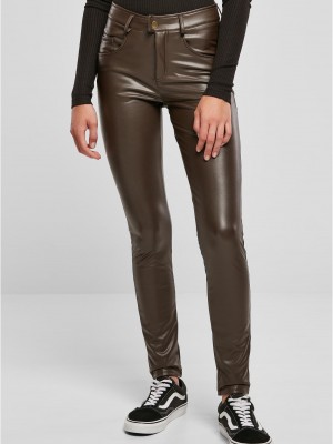 Дамски кожен панталон в кафяв цвят Urban Classics Ladies Leather Pants
