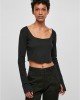 Дамска къса блуза с дълги ръкави в черен цвят Urban Classics Corsage Longsleeve, Urban Classics, Блузи - Complex.bg
