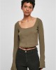 Дамска къса блуза с дълги ръкави в цвят маслина Urban Classics Corsage Longsleeve, Urban Classics, Блузи - Complex.bg