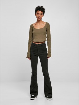 Дамска къса блуза с дълги ръкави в цвят маслина Urban Classics Corsage Longsleeve Дамска къса блуза с дълги ръкави в цвят маслина Urban Classics Corsage Longsleeve
