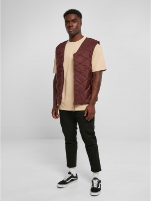 Мъжки елек в тъмночервен цвят Urban Classics Zipped Gilet Мъжки елек в тъмночервен цвят Urban Classics Zipped Gilet