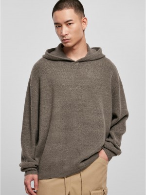Мъжки плетен суичър с качулка в тъмносив цвят Urban Classics Oversized Chunky Hoody