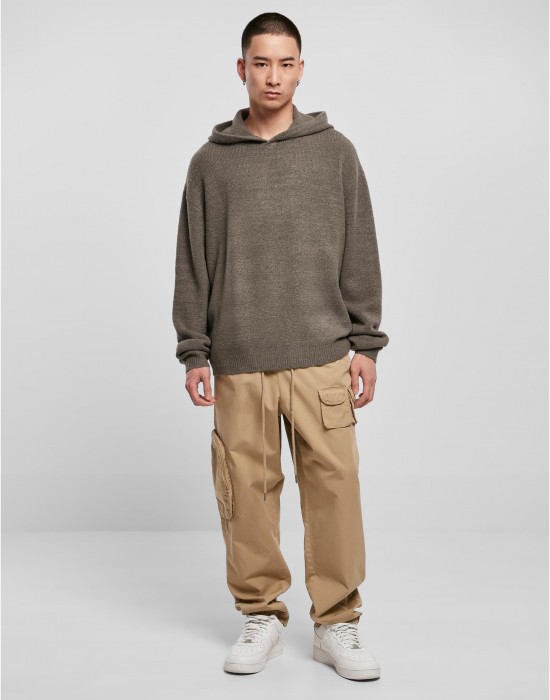 Мъжки плетен суичър с качулка в тъмносив цвят Urban Classics Oversized Chunky Hoody, Urban Classics, Суичъри - Complex.bg