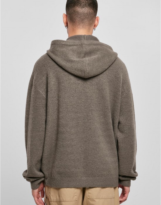 Мъжки плетен суичър с качулка в тъмносив цвят Urban Classics Oversized Chunky Hoody, Urban Classics, Суичъри - Complex.bg