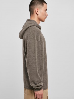 Мъжки плетен суичър с качулка в тъмносив цвят Urban Classics Oversized Chunky Hoody