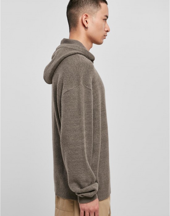 Мъжки плетен суичър с качулка в тъмносив цвят Urban Classics Oversized Chunky Hoody, Urban Classics, Суичъри - Complex.bg