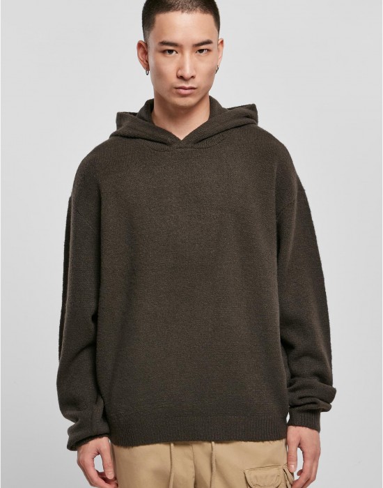 Мъжки плетен суичър с качулка в кафяв цвят Urban Classics Oversized Chunky Hoody, Urban Classics, Суичъри - Complex.bg