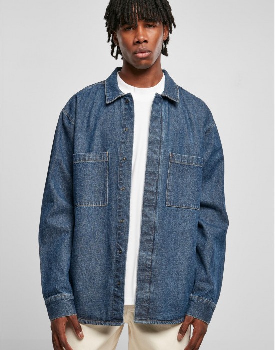 Мъжка дънкова риза в син цвят Urban Classics Oversized Denim Pocket Shirt, Urban Classics, Ризи - Complex.bg